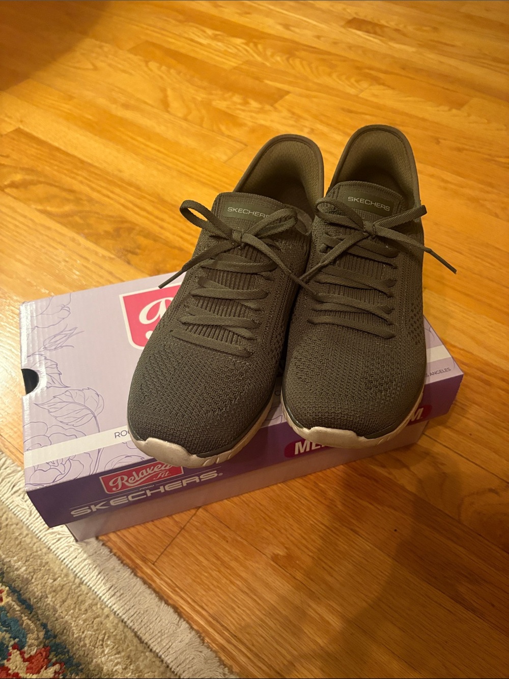 Skechers Men’s Dark Gray Knit Lace-Up Athletic Sneakers